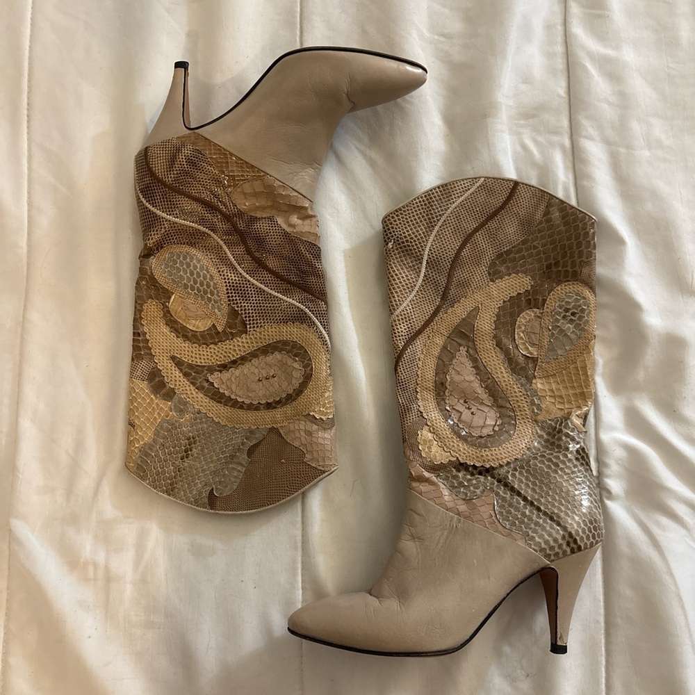 Vintage Snakeskin paisley boots
